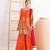 Orange chinon semi stitched sharara suit with embroidered sequence & mirror work