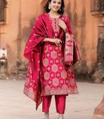 Traditional zari woven kurta set  with dupatta