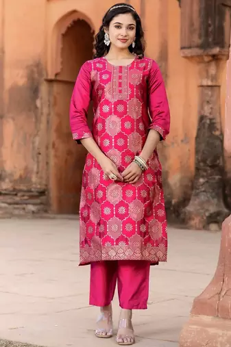 Traditional zari woven kurta set  with dupatta