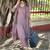 Purple cotton slub kurta set with printed dupatta