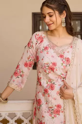 Ivory gulbahar floral kurta set