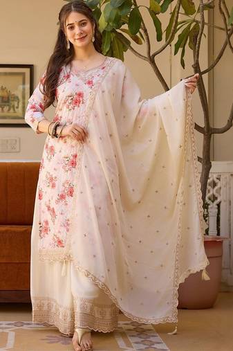 Ivory gulbahar floral kurta set