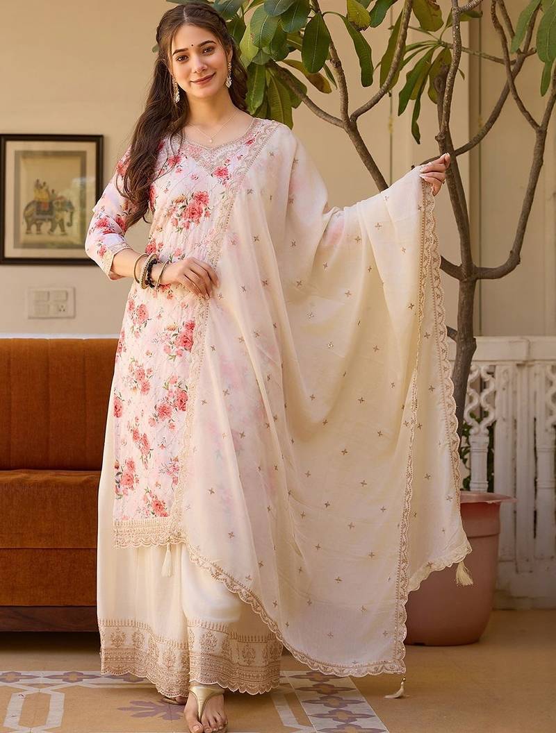 Ivory gulbahar floral kurta set