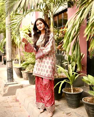 Crepe top & farshi palazzo with dupatta set 3