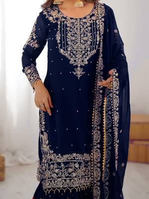 Georgette sharara set intricate embroidery work 2
