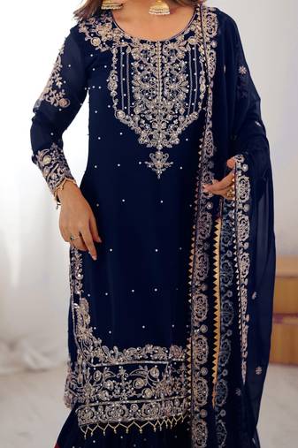 Georgette sharara set intricate embroidery work