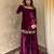 Wine velvet sharara set with thread and sequence work