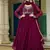 Wine georgette embroidery gown with dupatta