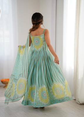 Blue georgette printed anarkali set 4