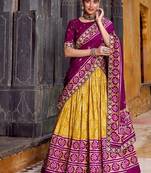 Tussar silk ikkat printed lehenga choli