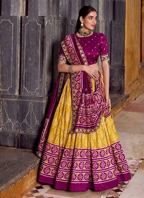 Tussar silk ikkat printed lehenga choli 2