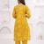 Mustard printed tussel cotton kurta with trousers & with dupatta