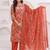 Rust women embroiderd printed cotton kurta with trousers & with dupatta