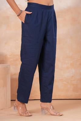 Blue women embroiderd printed cotton kurta with trousers & with dupatta 4