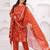 Rust women regular printed and zari pure cotton kurta with trousers & with dupatta