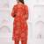 Rust women regular printed and zari pure cotton kurta with trousers & with dupatta
