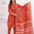 Rust women regular printed and zari pure cotton kurta with trousers & with dupatta