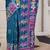 teal blue color woven work art silk blend saree
