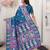 teal blue color woven work art silk blend saree
