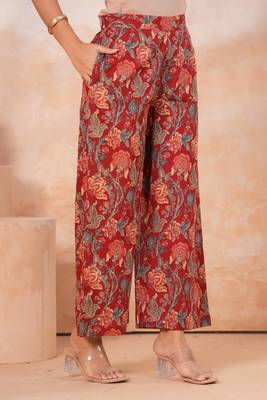 Maroon Floral printed collar cotton co-ord set 5
