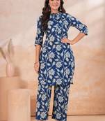 Floral printed collar pure cotton co-ord set