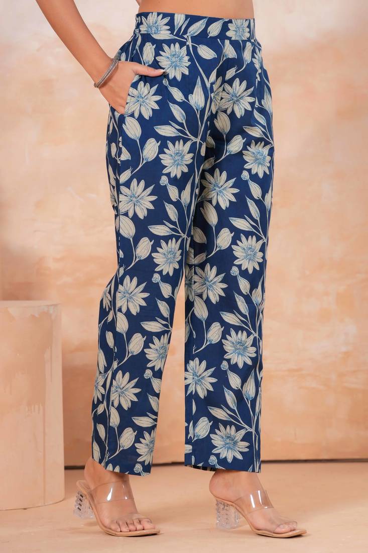 Floral printed collar pure cotton co-ord set