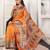 orange color woven work art silk blend saree