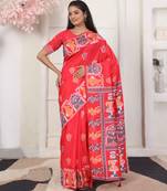 red color woven work art silk blend saree