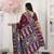 wine color woven work art silk blend saree