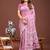 pink color woven work linen cotton saree