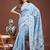 sky blue color woven work linen cotton saree