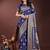 navy blue color woven art silk saree with blouse