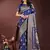 navy blue color woven art silk saree with blouse