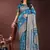 teal color woven art silk saree with blouse