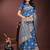 sky blue color woven art silk saree with blouse