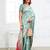 rama green color printed & woven work linen cotton saree