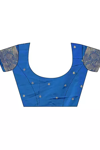 sky blue color woven art silk blend saree with blouse