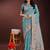 sky blue color woven work linen cotton saree