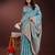 sky blue color woven work linen cotton saree