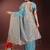sky blue color woven work linen cotton saree