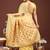 yellow color woven work linen cotton saree