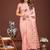 pink color woven work linen cotton saree
