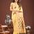 yellow color woven work linen cotton saree