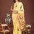 yellow color woven work linen cotton saree
