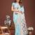 skyblue color woven work linen cotton saree