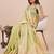 light green color stripe solid work orgenza saree