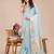 sky blue color stripe solid work orgenza saree
