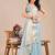 sky blue color stripe solid work orgenza saree