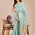 sea green color stripe solid work orgenza saree