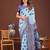 skyblue color woven work linen cotton saree